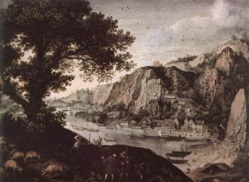 Lucas Van Valckenborch : View of Huy from Ahin